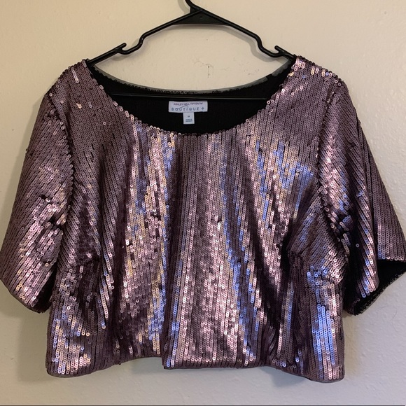 Blush Sequin Crop Top - Picture 1 of 2